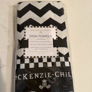 NWT MACKENZIE CHILDS LIMITED EDITION SET OF THREE ZIG ZAG DISH TOWELS